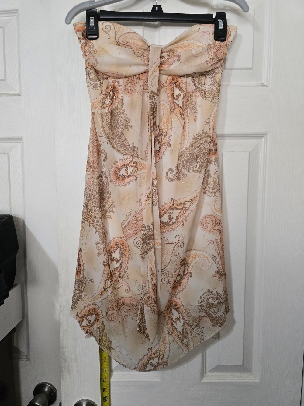 Finesse Strapless Paisley Mini Dress in Cream and Peach